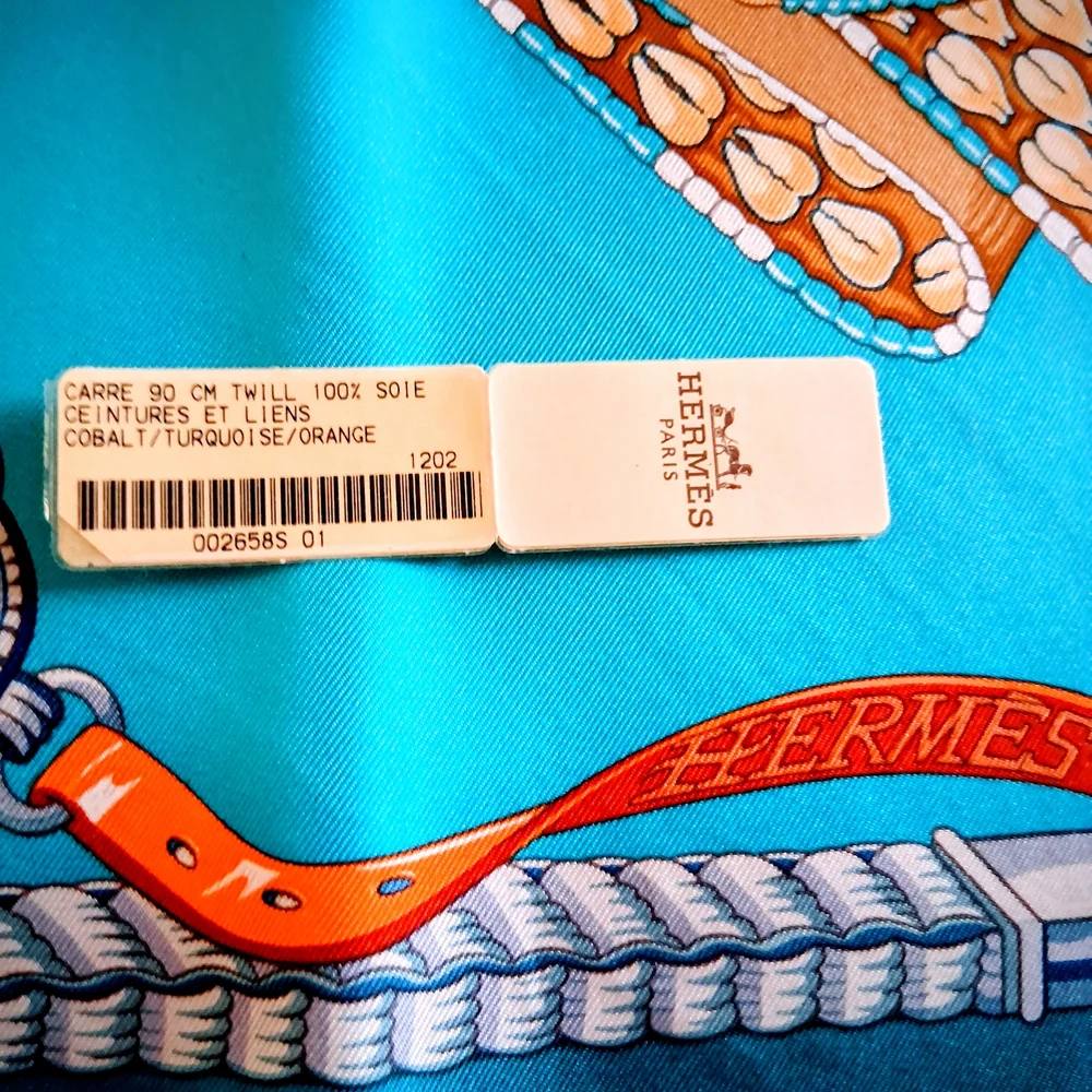 Hermes Blue and Orange Scarf - Picture 2 of 9